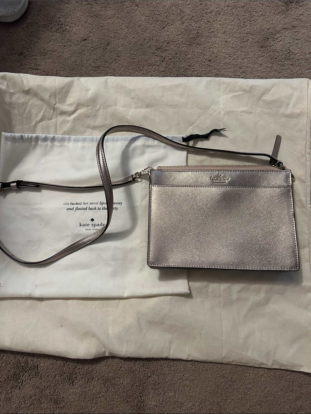 Kate Spade rose gold saffiano crossbody